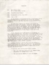 Letter from Petersfield Board Members to Deloris Greene and J. Arthur Brown, July 7, 1982