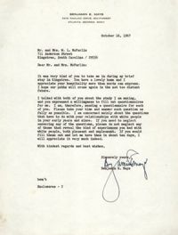Letter from Benjamin E. Mays to Mr. and Mrs. W. L. McFarlin, October 16, 1967