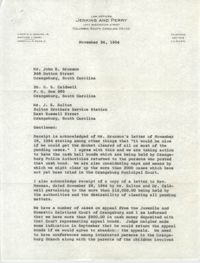 Letter from Matthew J. Perry to John E. Brunson, H. E. Caldwell, and J. E. Sulton, November 24, 1964