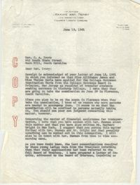 Letter from Matthew J. Perry to C. A. Ivory, June 15, 1961