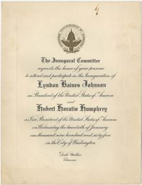 Invitation to the Inauguration of Lyndon Baines Johnson as President of the United States of America
