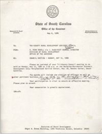 State of South Carolina, Office of the Governor, Memorandum, May 6, 1980