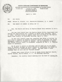South Carolina Conference of Branches of the NAACP Memorandum, April 4, 1990