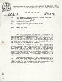 NAACP Memorandum, March 23, 1988