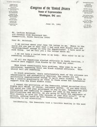 Letter from Arthur Ravenel, Jr. to Lachlan McIntosh, June 20, 1991