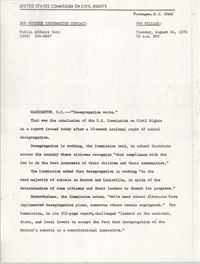 Press Release Statement, United States Commission on Civil Rights, August 24, 1976