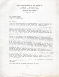 Letter from Karney Platt to Margaret Lamont, November 2, 1970