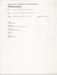 Memorandum from Bernice V. Robinson to James E. Clyburn, November 9, 1970