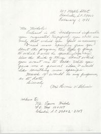 Letter from Bernice Robinson Elaine Nichols, February 1, 1988