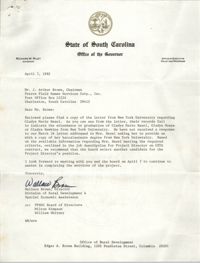 Letter from Wallace Brown to J. Arthur Brown, April 7, 1982