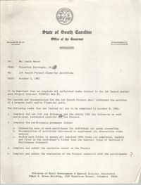 State of South Carolina, Office of the Governor, Memorandum, October 5, 1981