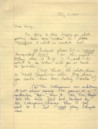 Letter from Millicent Brown to J. Arthur Brown, July 7, 1987