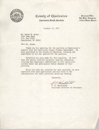 Letter from D. E. Waselchalk to Maede M. Brown, October 21, 1977