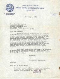 Letter from W. Brantley Harvey, Jr. to Christine Jackson, February 1, 1977