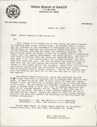 Edisto Branch of the NAACP Memorandum, March 31, 1983