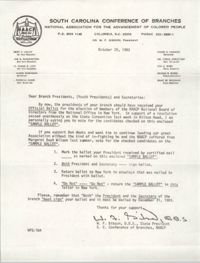 South Carolina Conference of Branches of the NAACP Memorandum, October 28, 1983