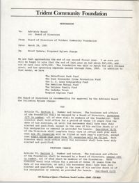 Trident Community Foundation Memorandum, March 28, 1983