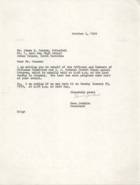 Letter from Esau Jenkins to James B. Coaxum, October 6, 1969