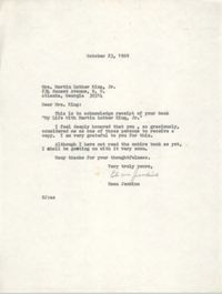 Letter from Esau Jenkins to Mrs. Martin Luther King, Jr., October 23, 1969