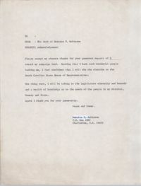 Letter from Bernice Robinson to Financial Supporters, 1972