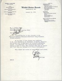 Letter from Ernest F. Hollings to J. Arthur Brown, January 24, 1974