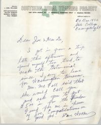 Letter from Paul Webber to J. Arthur Brown and MaeDe Brown