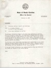 Office of the Governor of the State of South Carolina Memorandum, February 11, 1980