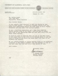 Letter from J. Herman Blake to J. Arthur Brown, August 23, 1972