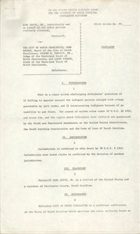 Civil Action No. 79-1042 Complaint, Charleston Division, Earl Davis, Jr. vs. The City of North Charleston