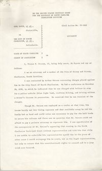 Civil Action No. 79-1042 Affidavit of Thomas P. Stoney, II, Charleston Division, Earl Davis, Jr. vs. The City of North Charleston