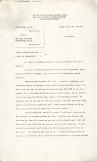 Civil Action No. 79-1042 Affidavit of James L. Bridges, Charleston Division, Earl Davis, Jr. vs. The City of North Charleston