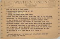 Telegram from Lucille Black to J. Arthur Brown, June 18, 1965