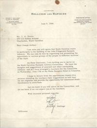Letter from Ernest F. Hollings to J. Arthur Brown, June 9, 1964