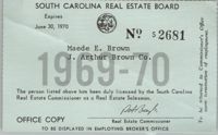 South Carolina Real Estate Board Membership Card for 