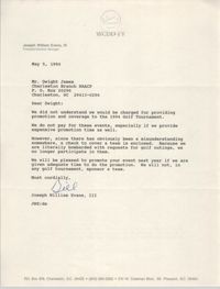 Letter from Joseph William Evans, III to Dwight James, May 5, 1994