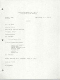 Agenda, Charleston Branch of the NAACP Branch Executive Board Meeting, June 6, 1989