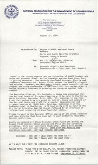 NAACP Memorandum, August 31, 1984