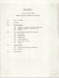 Agenda, General Membership Meeting of the Charleston Branch of the NAACP, April 1985