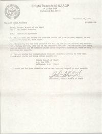 Edisto Branch of the NAACP Memorandum, November 29, 1982