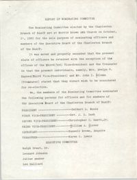 Charleston Branch of the NAACP Report of Nominating Committee, October 21, 1982