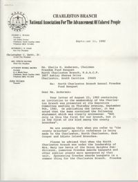 Charleston Branch of the NAACP Memorandum, September 14, 1982
