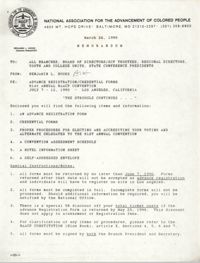 NAACP Memorandum, Advance Registration/Credential Forms for the 81st Annual NAACP Convention, March 26, 1990