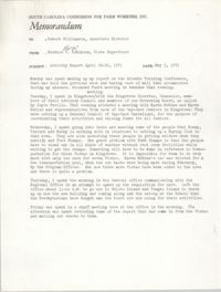 Memorandum from Bernice V. Robinson to Robert Williamson, May 3, 1971