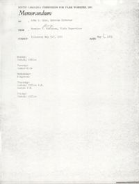 Memorandum from Bernice V. Robinson to John Cole, May 3, 1971