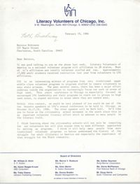 Letter from George Hagenauer to Bernice Robinson, February 19, 1986