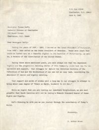 Letter from J. Arthur Brown to Thomas Duffy, June 8, 1987