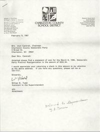 Letter from William B. Todd to Joye Cantrell, February 9, 1987
