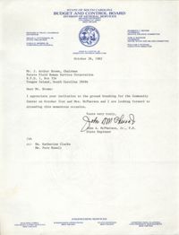 Letter from John A. McPherson, Jr. to J. Arthur Brown, October 26, 1982