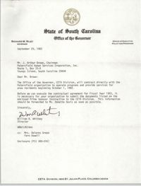 Letter from William B. Whitney to J. Arthur Brown, September 29, 1982