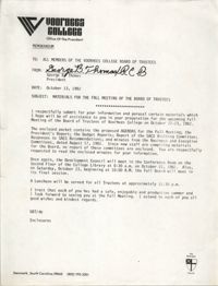 Voorhees College Memorandum, October 13, 1982
